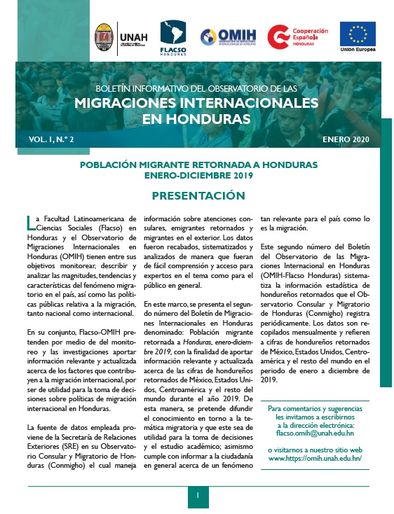 N 2 Boletin Migraciones Internacionales en Honduras FLACSO OMIH 2019